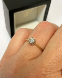 14 K Gouden Solitair Ring 0.46 ct Briljant Geslepen Diamant G-VVS1