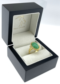 Vintage Gouden Dames Ring Cabochon Geslepen Chrysopraas