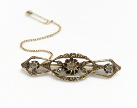 Antiek Gouden Broche Roosgeslepen Diamanten - ca 1900