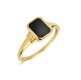 14 Karaat Gouden Zegelring 1.0 ct Black Onyx - Model 8-Kant / Dames