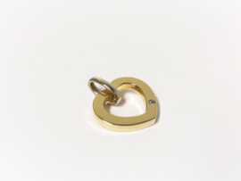 14 K Bicolor Gouden Hanger - Hart 0.02 crt Briljantgeslepen Diamant