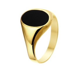 14 K Gouden Dames Zegelring Ovaal - Onyx