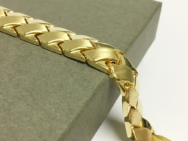 14 K Gouden Schakel Armband (Plat/Gematteerd) - 19,5 cm / 16,1 g