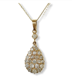 18 K Antiek Handvervaardigd Rosé Gouden Hanger 0.75 crt Diamant