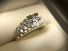 14 K Bicolor Gouden Heren Rolex Ring 0.20 crt Briljantgeslepen Diamant