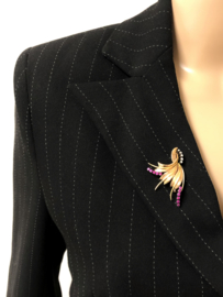 14 K Antiek Gouden Broche Jaren '20 - Robijn / Diamant