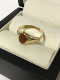 14 K Antiek Gouden Dames Zegelring - Zandsteen