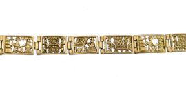 Antiek 18 Karaat Gouden Paneel Armband Arte Orfebre Peru Inca Ajour - 18.5 cm / 22.6 g / 9 mm