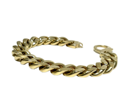 Zware Massief Gouden Gourmet Schakel Armband - 22.5 cm / 118 g / 14 mm