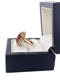 Antiek 14 K Gouden Gravé Ring Facetgeslepen Carneool - Amsterdam XXX