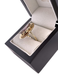 Vintage 14 Karaat Gouden Dames Ring Ovaal Amethyst