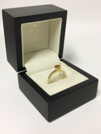 14 K Gouden Solitair Ring Briljant Geslepen Smokey Citrien