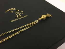 Antiek 14 K Gouden Jasseron Collier  Kwastje ca 1920 - 49 cm