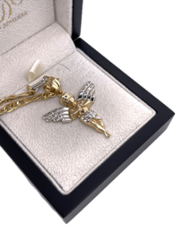 18 Karaat Bicolor Gouden Hanger Engel - 4 cm