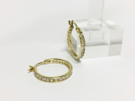 14 K Gouden Creolen Briljantgeslepen Heldere Zirkonia - 2,3 cm