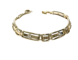 14 K Bicolor Gouden Schakel Armband 0.50 ct Briljant Geslepen Diamant G/VS - 20 cm