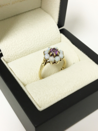 Antiek 9 Karaat Rozet Ring Opaal / Amethyst