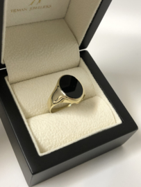 Antiek Gouden Heren Zegelring - Onyx (Ovaal)