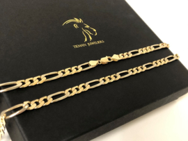 14 K Bicolor Massief Gouden Figaro Schakelketting - 61 cm / 43,35 g