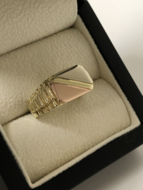 14 K Massief Tricolor Gouden Heren Rolex Ring - 10,55 g