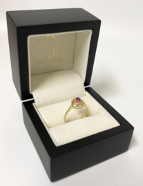 Antiek Handvervaardigd 14 K Gouden Rozet Ring Robijn