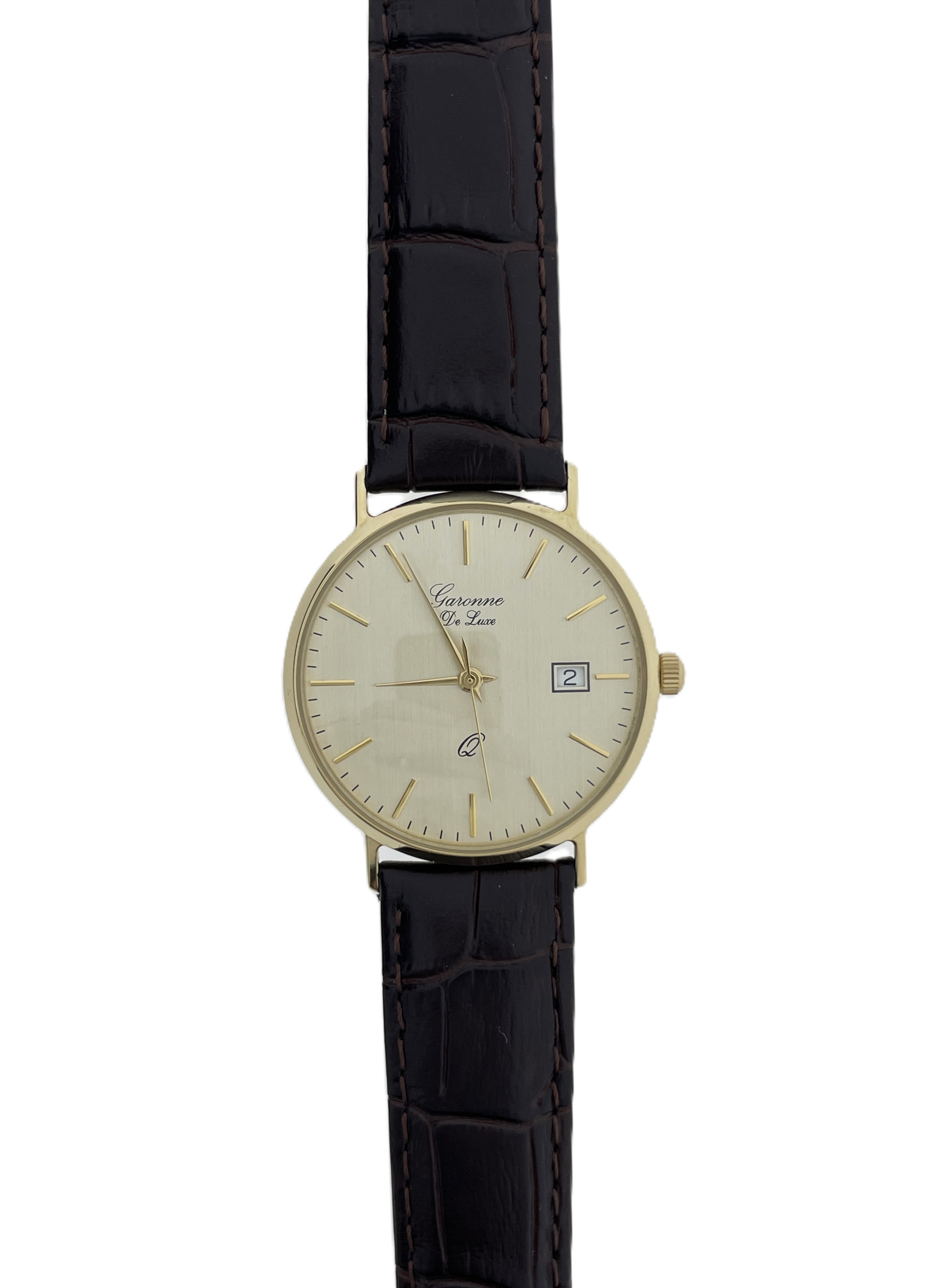 Garonne De Luxe 14 Karaat Gouden Heren Horloge Dresswatch