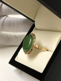 Antiek 14 K Gouden Entourage Ring 8.34 ct Nefriet Jade