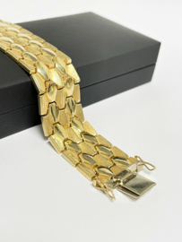 Brede 14 K Gouden Vintage Schakel Armband - 19,5 cm / 31,02 g / 2 cm