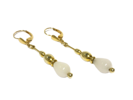 14 Karaat Antiek Gouden Oorhangers Glaskraal - 5 cm