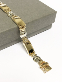 14 Karaat Bicolor Gouden Schakel Armband - 18,5 cm / 20,55 g / 7.5 mm