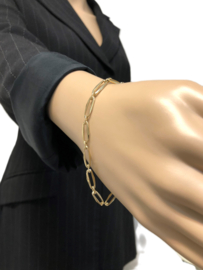 Gouden Closed Forever Schakel Armband Met Tussenoog - 19,5 cm