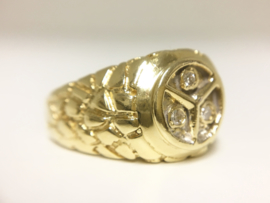Zware 18 K Gouden Heren Mercedes Ring 0.15 Diamant - 14,25 g
