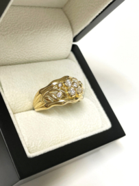 18 Karaat Massief Gouden Geluks Ring Klaver Vier - 1.0 ct Diamant
