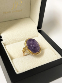 Handvervaardigd Antiek Gouden Ring Geslepen Amethyst - 5,05 g