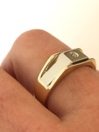 14K Bicolor Gouden Heren Ring Briljantgeslepen Diamant