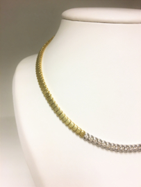 18 Karaat Gouden Schakel Collier 2.0 crt Briljantgeslepen Diamant Top Wesselton