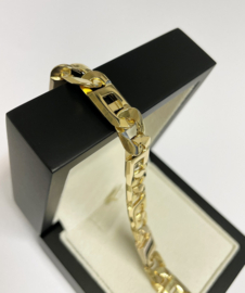 18 Karaat Bicolor Gouden Rolex Schakel Armband - 21.5 cm / 37,5 g / 9.4 mm