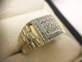 14 K Gouden Rolex Heren Ring 0.40 crt Diamant G/SI