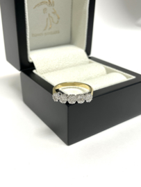 14 Karaat Bicolor Gouden Bloemen Rijring 0.50 ct Briljant Geslepen Diamant H/SI