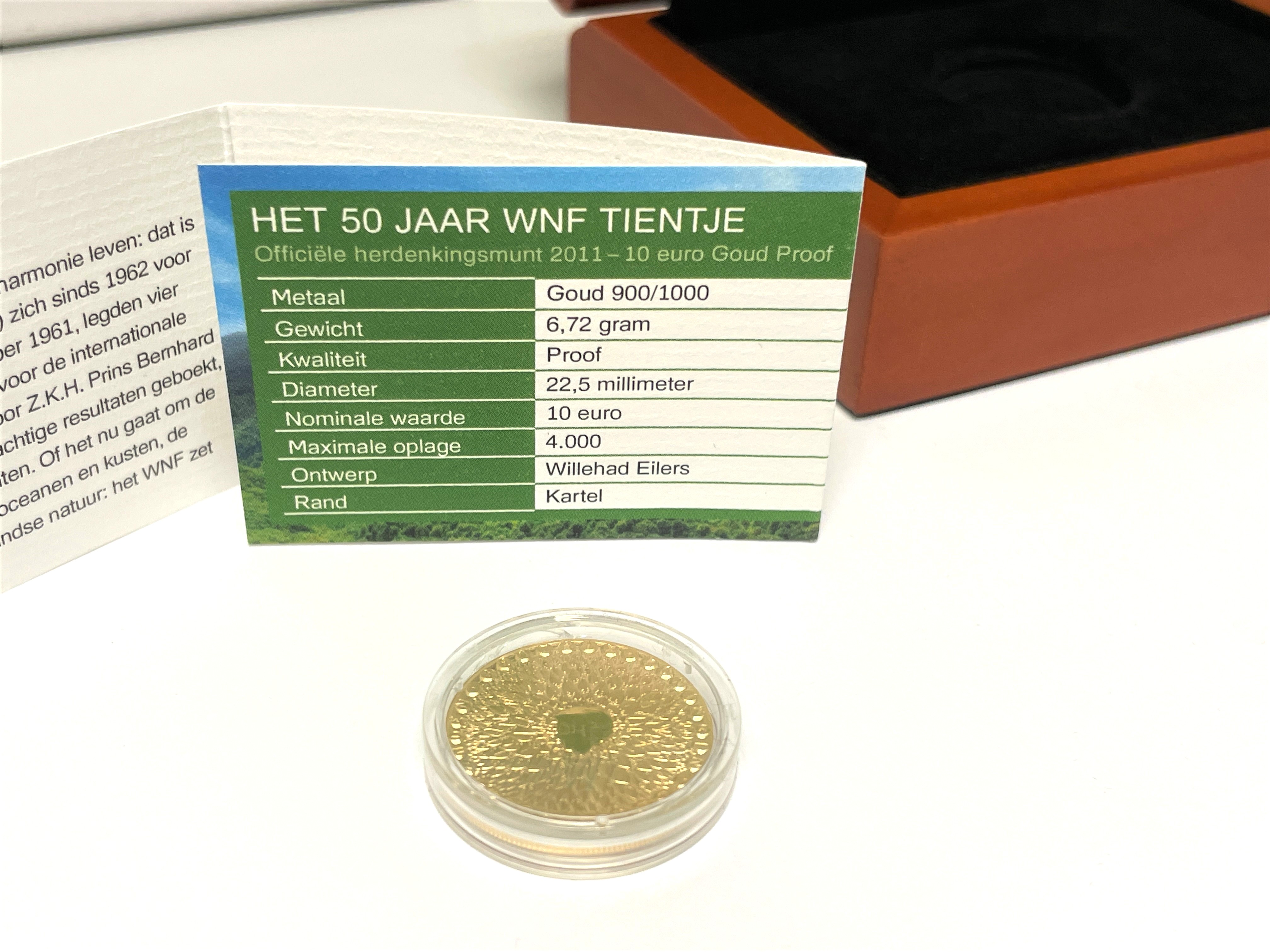 Gouden Tien Euro - 50 Jaar WNF 2011 / Proof in Cassette Incl Certificaat
