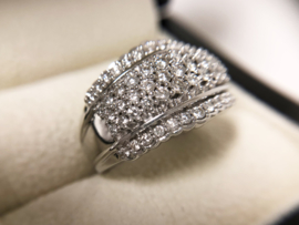 14 K Witgouden Bandring ca 0.60 crt Briljantgeslepen Diamant - 8,8 g
