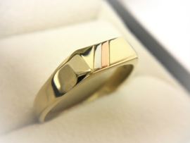 14 K Tricolor Gouden Heren Ring