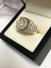 14 K Bicolor Gouden Heren Rolex Ring Zirkonia - 10,4 g