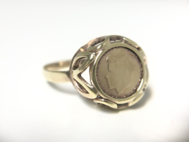 Vintage 8 Karaat Antieke Ring Kennedy Muntje 1969