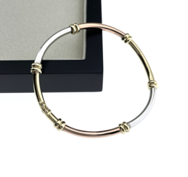14 Karaat Tricolor Gouden Schakel Armband Holle Buis - 18.5 cm / 14.4 g