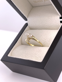 14 Karaat Gouden Fantasie Ring Cultivé Zoetwater Parels