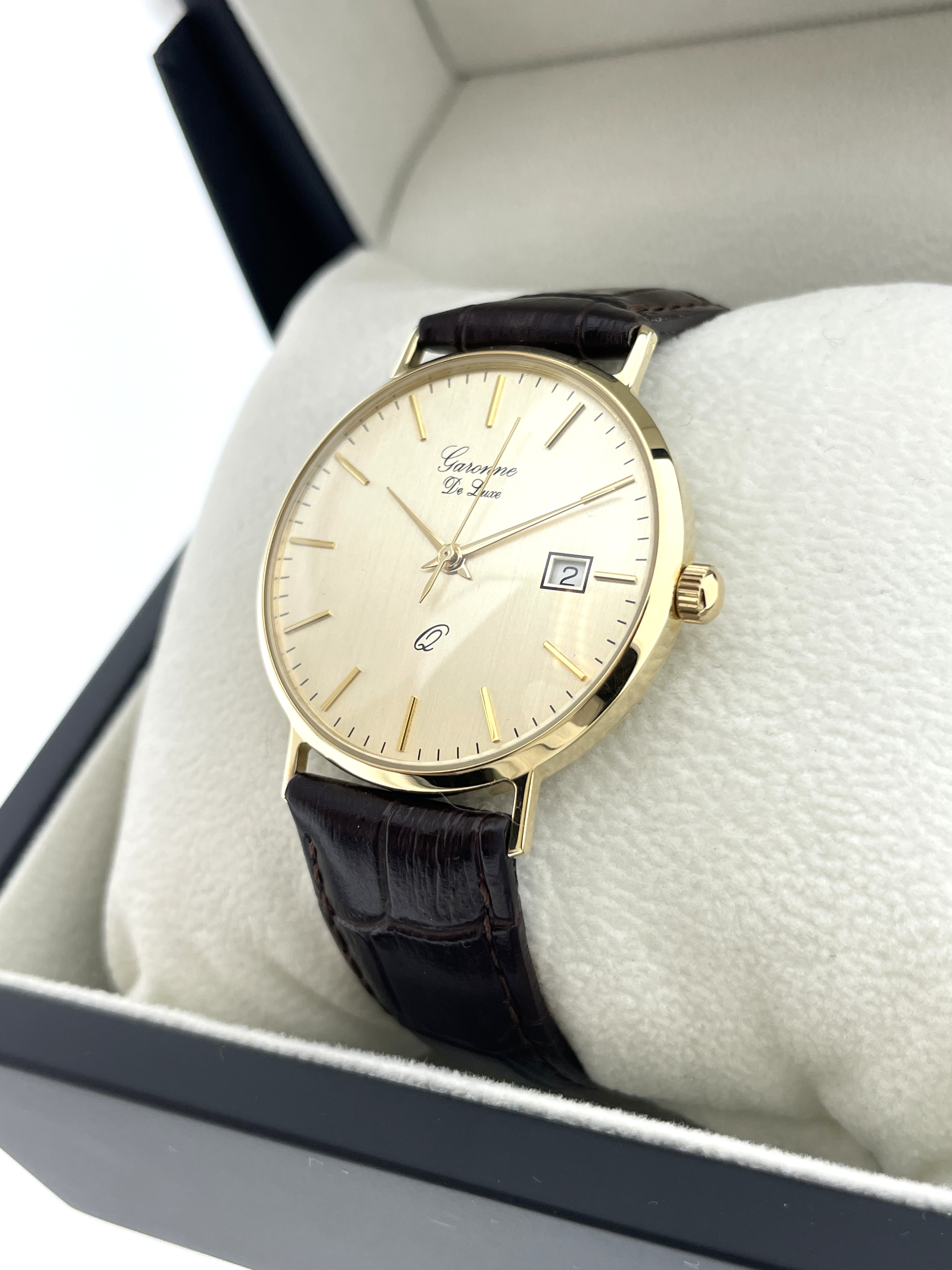Garonne De Luxe 14 Karaat Gouden Heren Horloge Dresswatch
