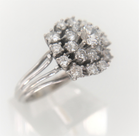 14K Antiek Witgouden Rozet Ring 1,5 crt Briljantgeslepen Diamant