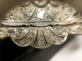 Grote Handvervaardigd Royale Art Deco Platina / Gouden Broche ca 2,5 crt Diamant