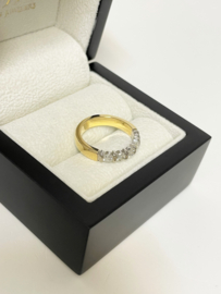 18 K Massief Bicolor Gouden Rijring 0.75 ct Briljant Geslepen Diamant - G / VVS1